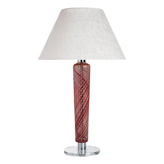 Faro Carlo Moretti Contemporary Mouth Blown Murano Red/Black Glass Table Lamp For Sale
