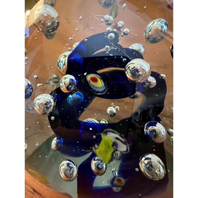 1970s Vintage 1970s Murano Style Bubble Glass Orb Decorative Paperweight For Sale - Image 5 of 10