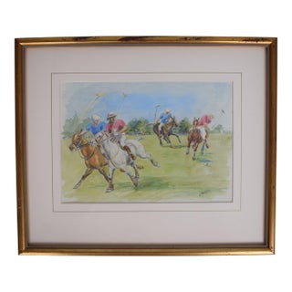 British Polo Match #4 Watercolour by Helen Anderson (British, 20th Century) For Sale