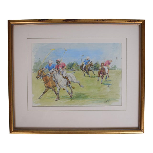British Polo Match #4 Watercolour by Helen Anderson (British, 20th Century) For Sale