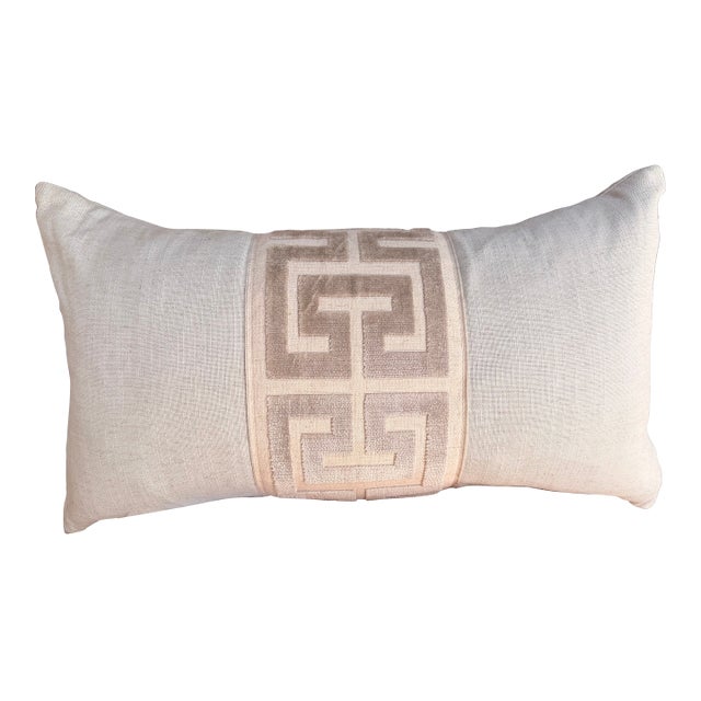 Gabby Home Soft Blue & Grey Lumbar Throw Pillow For Sale