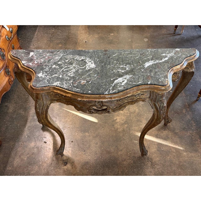 Wood 19th Century French Giltwood Console With Marble Top For Sale - Image 7 of 12