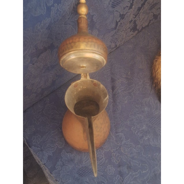 Early 20th Century Antique Copper and Brass Dallah Coffee Pot With Maker Stamp - 14" For Sale - Image 5 of 8