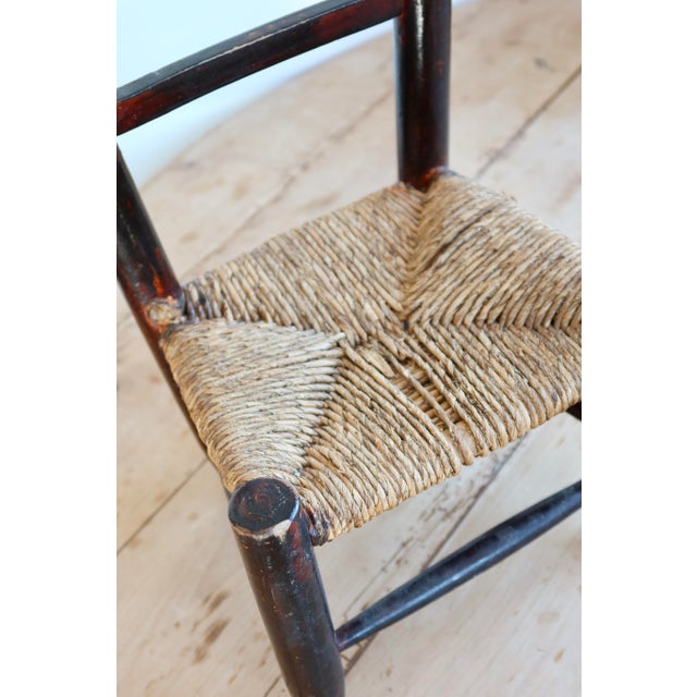 Wood Small Antique Children's Chair in Wood with Straw Seat, 1950s For Sale - Image 7 of 8
