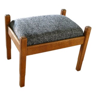 Vintage Oak Stool, 1950 For Sale