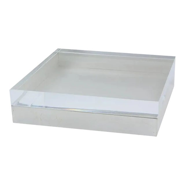 Lucite and Silver Plate Decorative Box, Italy 1970s For Sale