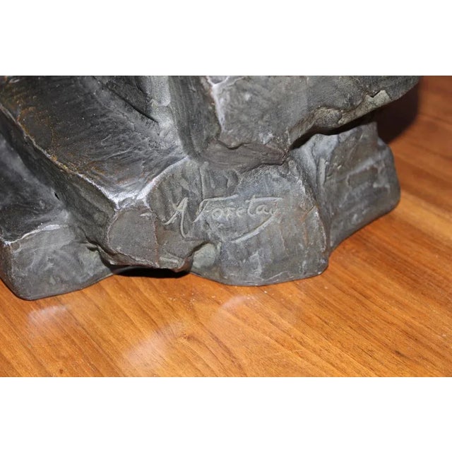 Large sculpture representing the woman with the jug by Alfred Jean Foretay 1861/1944. Art Nouveau period, original patina...