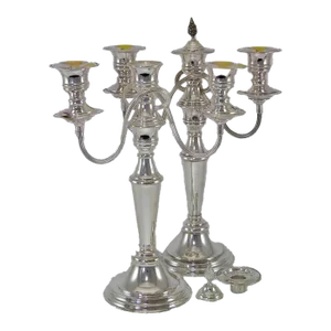 1980’s Vintage/New Old Stock Pair of Silverplate 3-Light Candelabras