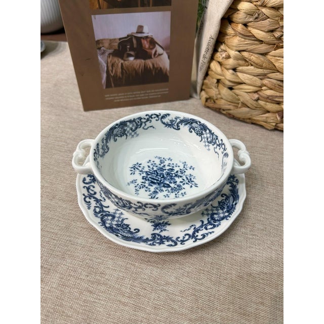 Ceramic Vintage Underglaze Blue and White Porcelain Tableware – 5-PCS For Sale - Image 7 of 9