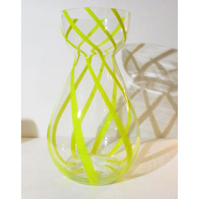 1970s Vintage Large Yellow Stripe Vase For Sale In New York - Image 6 of 6