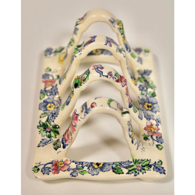 Antique English Floral Ceramic Toast Rack / Letter Holder For Sale - Image 4 of 9