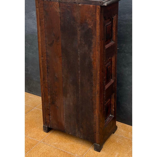 Spanish Rustic Solid Oak Cabinet with Paneled Door and Iron Hardware, 1880s For Sale - Image 10 of 10