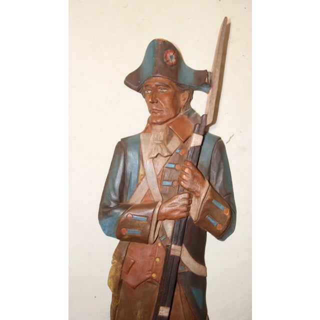 Up for sale is a wonderful vintage hand carved wooden revolutionary war figural wall sculpture. It's completely carved by...