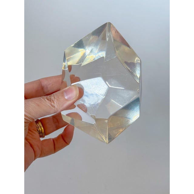 Vintage Modern Sculptural Abstract Acrylic Lucite Gemstone Paperweight Object Art, Large For Sale - Image 11 of 16