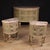 Mid-20th-century Italian bedside tables. Carved, lacquered, and chiseled half-moon wooden furniture with exceptionally...