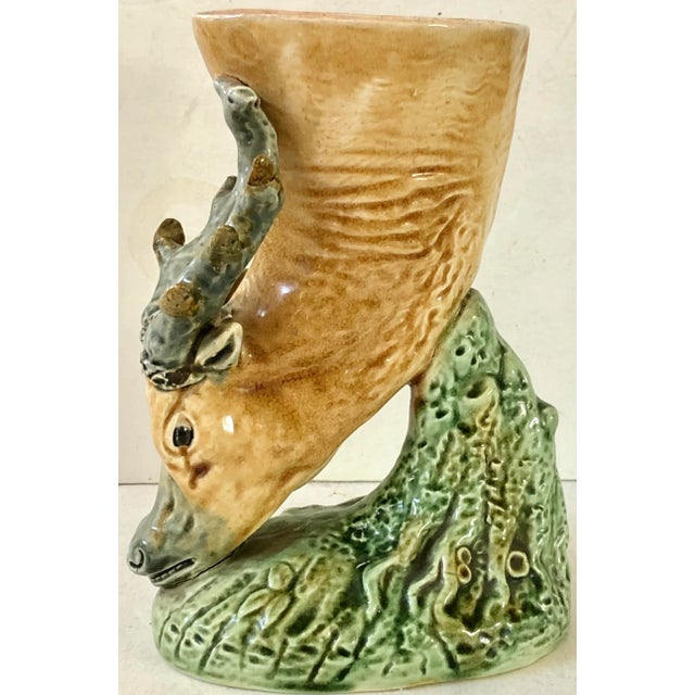 Majolica Stag Vessel Vase For Sale - Image 4 of 7