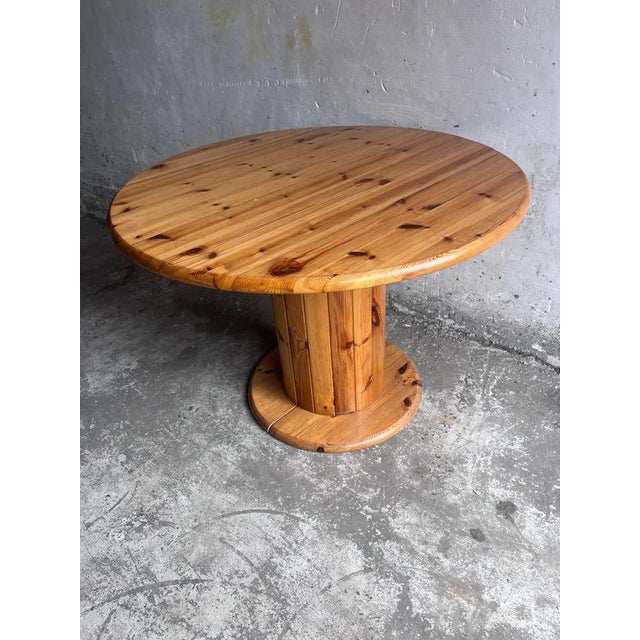 Round Pine Dining Table, 1970s For Sale - Image 9 of 9
