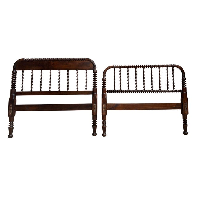 Victorian Antique Jenny Lind Spool & Spindle Matching Twin Headboard & Footboard For Sale - Image 3 of 16