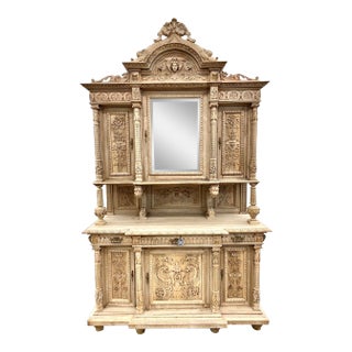 19th Century French Renaissance Bleached Walnut Cabinet For Sale