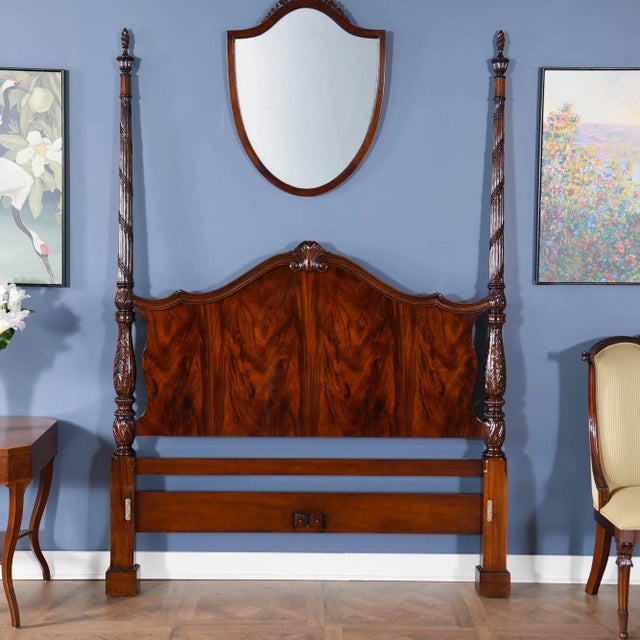 Traditional Niagara Furniture King Size Mahogany Four Poster Bedframe For Sale - Image 3 of 12