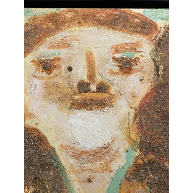 Wood 1970s Folk Art Portrait Painting by Jimmy Lee Sudduth, Framed For Sale - Image 7 of 13