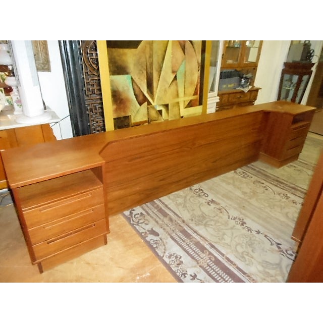 MidModern Teak Headboard & Attached Nightstands Chairish