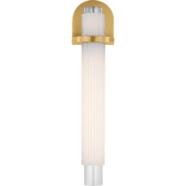 Arena 20" Sconce in Hand-Rubbed Antique Brass with White Ribbed Glass Designer: Windsor Smith Finish: Hand-Rubbed Antique...