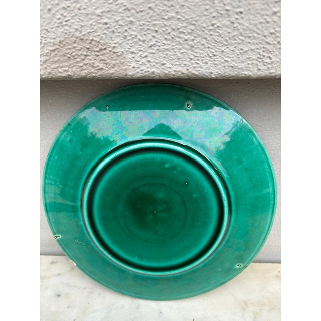 19th Century Green Majolica Orchid Plate Saint Clement For Sale - Image 4 of 4
