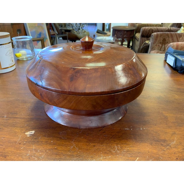 Brown Late 20th Century Burlwood Covered Bowl For Sale - Image 8 of 9