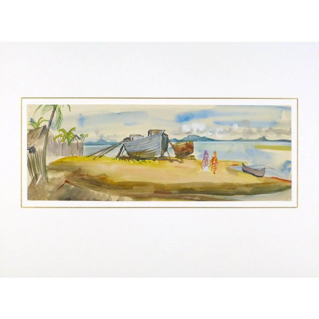 Stephane Magnard, Vintage French Watercolor Landscape - Madagascar Beach For Sale - Image 4 of 5