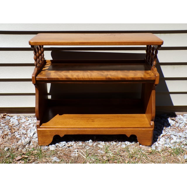 Wood Vintage Ethan Allen American Traditional Maple Etagere Small Bookcase Shelf For Sale - Image 7 of 18