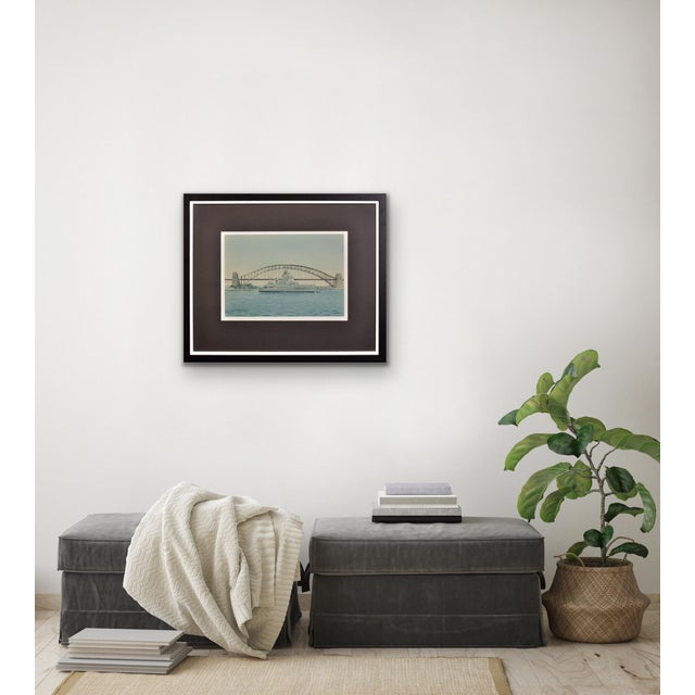 Eric Tufnell, HMS Newcastle in Sydney Harbour, 1956, Watercolour, Framed For Sale - Image 10 of 18