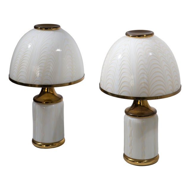 Murano Glass Table Lamps by F. Fabbian for Mazzega, 1970s, Set of 2 For Sale