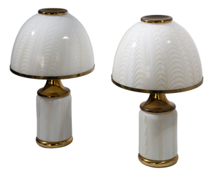 Murano Glass Table Lamps by F. Fabbian for Mazzega, 1970s, Set of 2