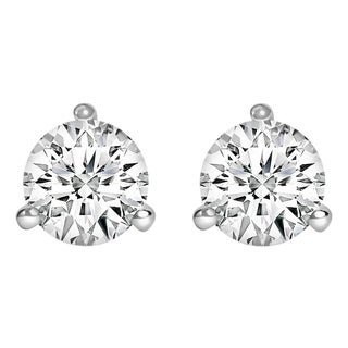 14K White Gold 2.0 Cttw 3-Prong Martini Set Brilliant Round-Cut Solitaire Lab Grown Diamond Screwback Stud Earrings (F-G Color, VS1-VS2 Clarity) For Sale