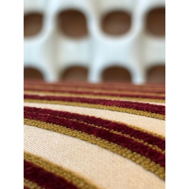 Wood 1950's Walnut and Velvet Striped Bench For Sale - Image 7 of 8