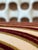 Wood 1950's Walnut and Velvet Striped Bench For Sale - Image 7 of 8