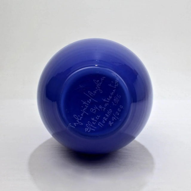 Glass Blue Murano Glass Vase by Tagliapietra & Angelin for Effetre International, 1985 For Sale - Image 7 of 9
