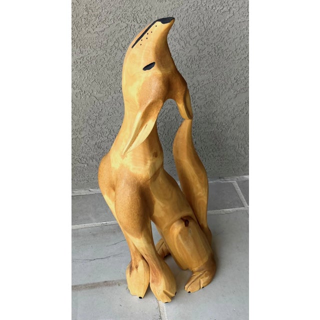 Circa 2000 Whimsical Hand Carved Folk Art Coyote by Santa Fe Artist Pete Ortega For Sale In Austin - Image 6 of 16