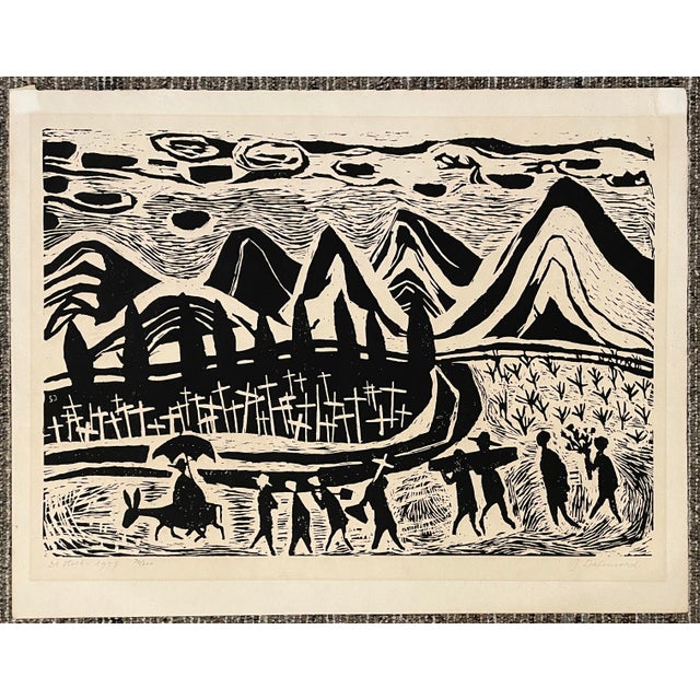 1953 Jenny Dalenoord Memento Woodcut For Sale - Image 4 of 6