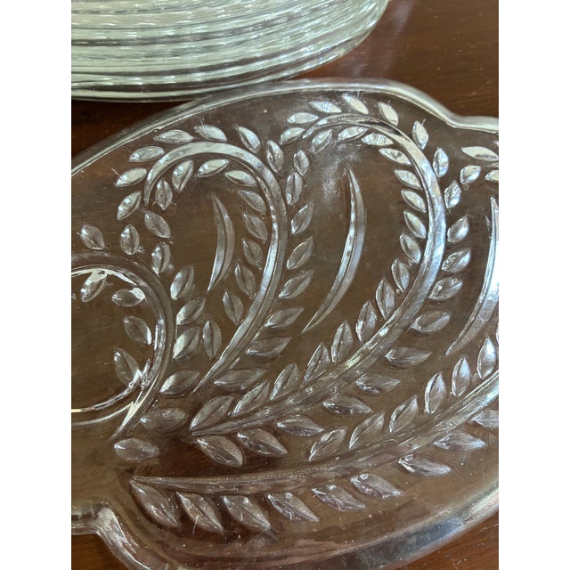Transparent Mid 20th Century Federal Glass Company Homestead Pressed Glass Plates – Set of 14 For Sale - Image 8 of 8
