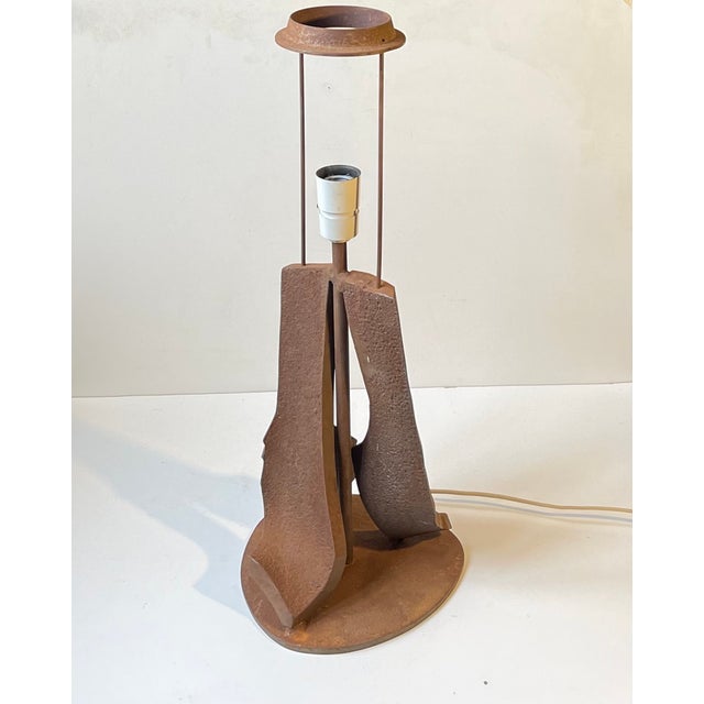 Metal Vintage Brutalist Steel Table Lamp, 1970s For Sale - Image 7 of 12