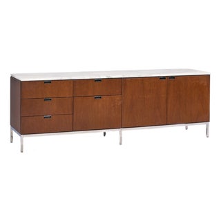 Florence Knoll Mid Century Marble and Chrome Executive Cabinet Credenza For Sale