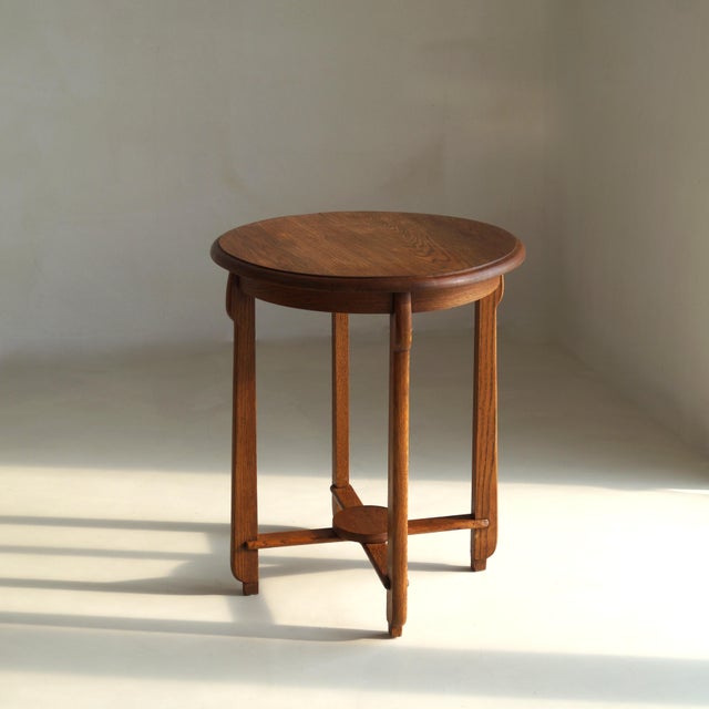 Dutch Art Deco Amsterdam School Oak Side Table, 1920s For Sale - Image 10 of 10