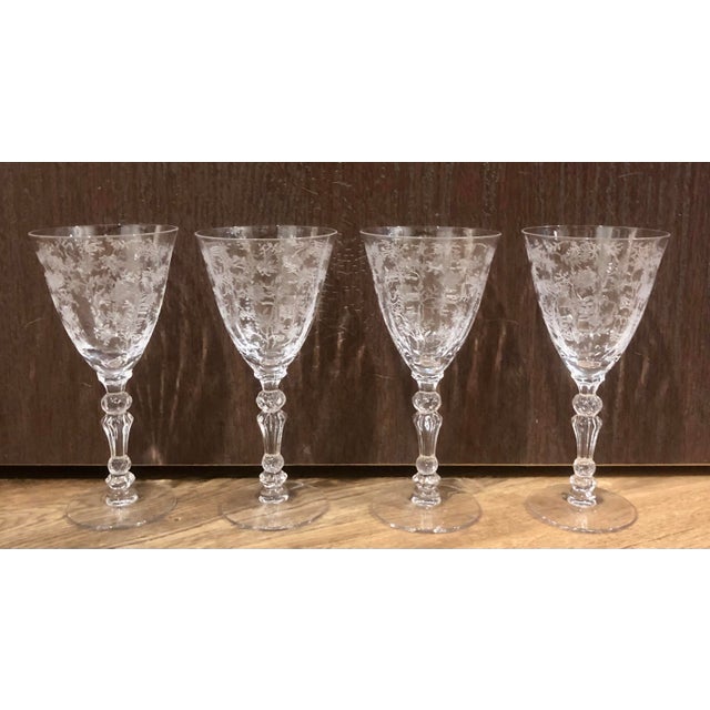 Beautiful set of fout vintage etched Fostoria "Chintz" apertif or cordial glasses. Made by Fostoria - circa 1970s. Made in...