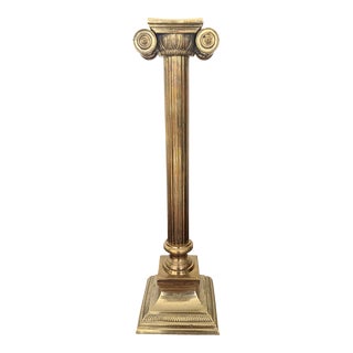 Vintage Neoclassical Corinthian Column Solid Brass Candle Holder For Sale