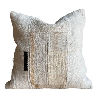 Vintage Turkish Hemp Rug Pillow 21" X 21" With Down Insert For Sale