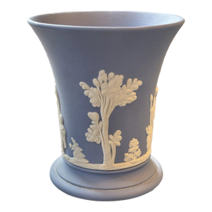 Vintage Wedgwood England Blue & White Jasperware Vase