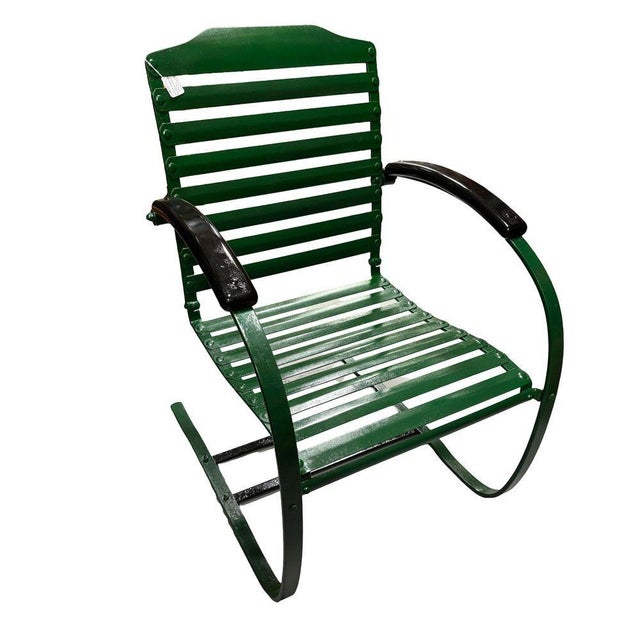 Mid-Century Modern 1950s Mid-Century Steel Springer Rocking Outdoor Patio Chair , Pair For Sale - Image 3 of 8