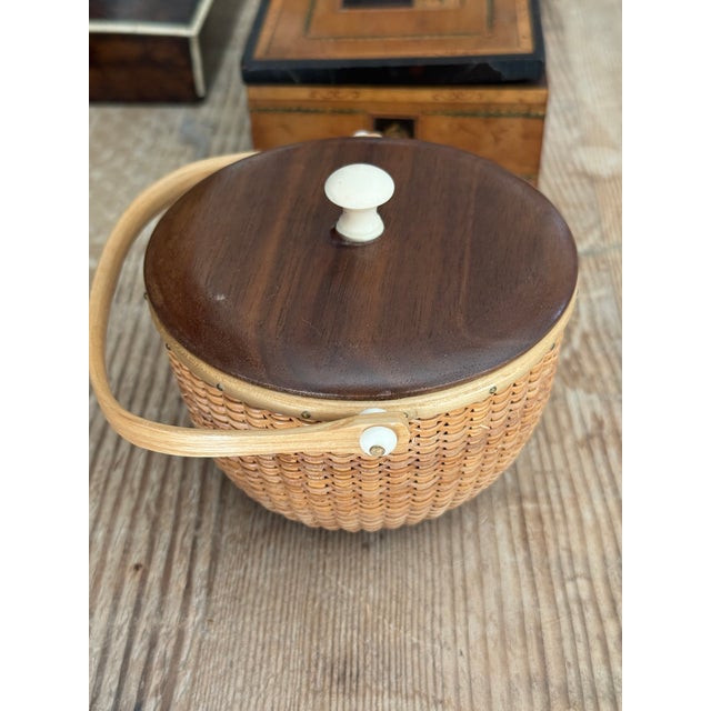 Nantucket Woven Basket Signed For Sale - Image 4 of 9